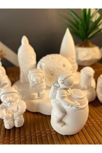 12 Adet (3D) Uzay Seti Taş Boyama Çocuk Gelişimi Figür Büst Taş boyama seti Etkinlik Astronot - Görsel 2