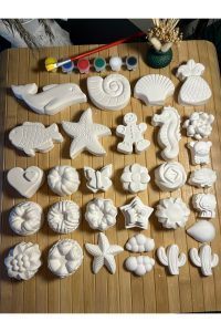 30 Adet (3D) Xl,l, Mini Taş Boyama Seti Deniz Hayvanları Çiçekler Anne Ve Çocuk Etkinliği Taş Boyama - Görsel 2